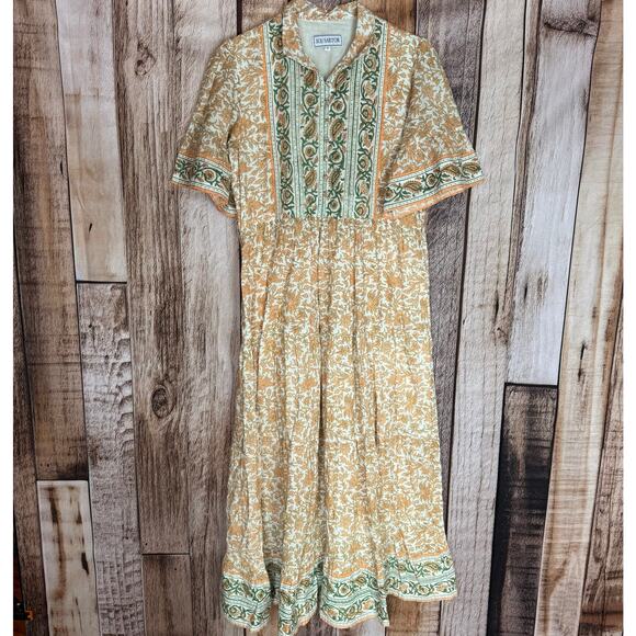 Sue Sartor Dress Hamilton Kaftan Cotton Small Prairie Boho Bohemian Floral Maxi